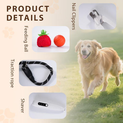 The Best Gift for Your Dog — a 6-In-1 Dog Gift Set That Includes Two Bottles of 100-Count Pet Nutritional Supplements, One Hair Trimmer, One Multifunctional Pet Nail Clipper, One Pet Leash, and the Latest Pet Toy — a Gift under $50